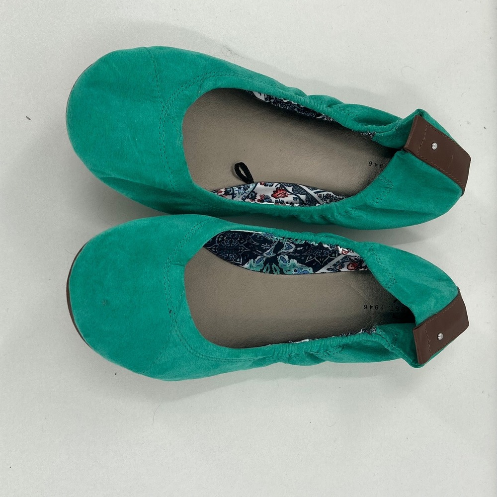 Bernardo 1946 Womens Teal Green Faux Suede Scrunch Ballet Flats Size 8M